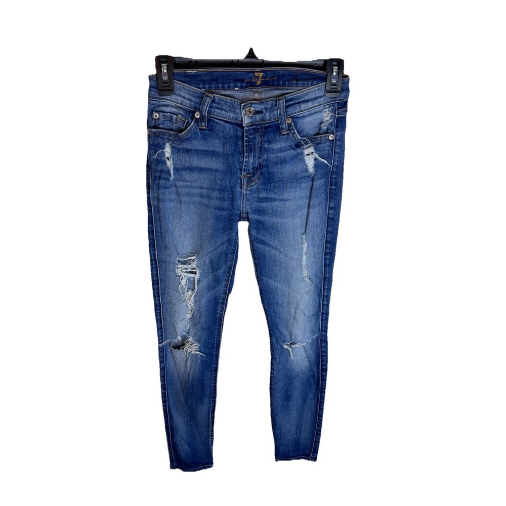 7 For All Mankind Jeans Women's Size 25 The Ankle Skinny Stretch Denim Blue